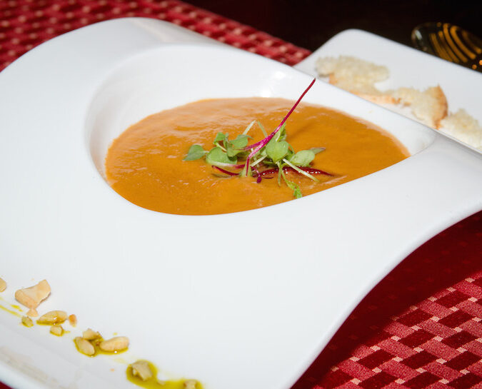 Roasted Peach Gazpacho Atrio Restaurant