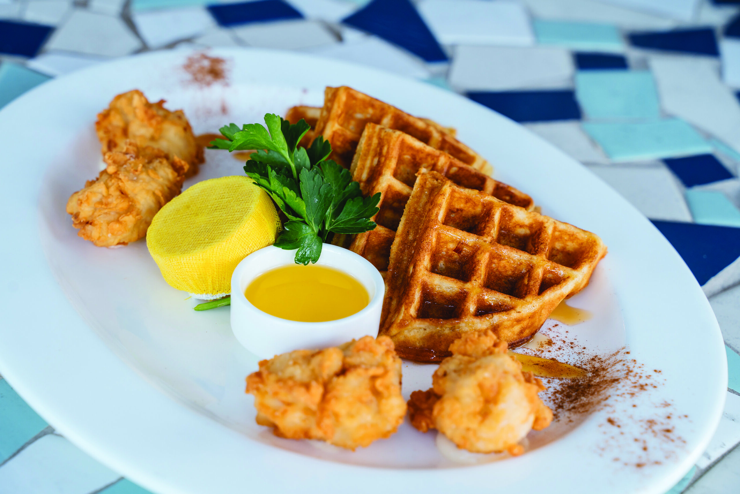 Belgian Waffles & Lobster Morsels – Lobster Bar Sea Grille Miami Beach – credit Buckhead Life Restaurant Group