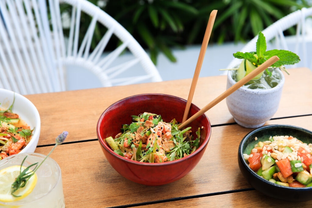 Crab Salad and Salmon Poke