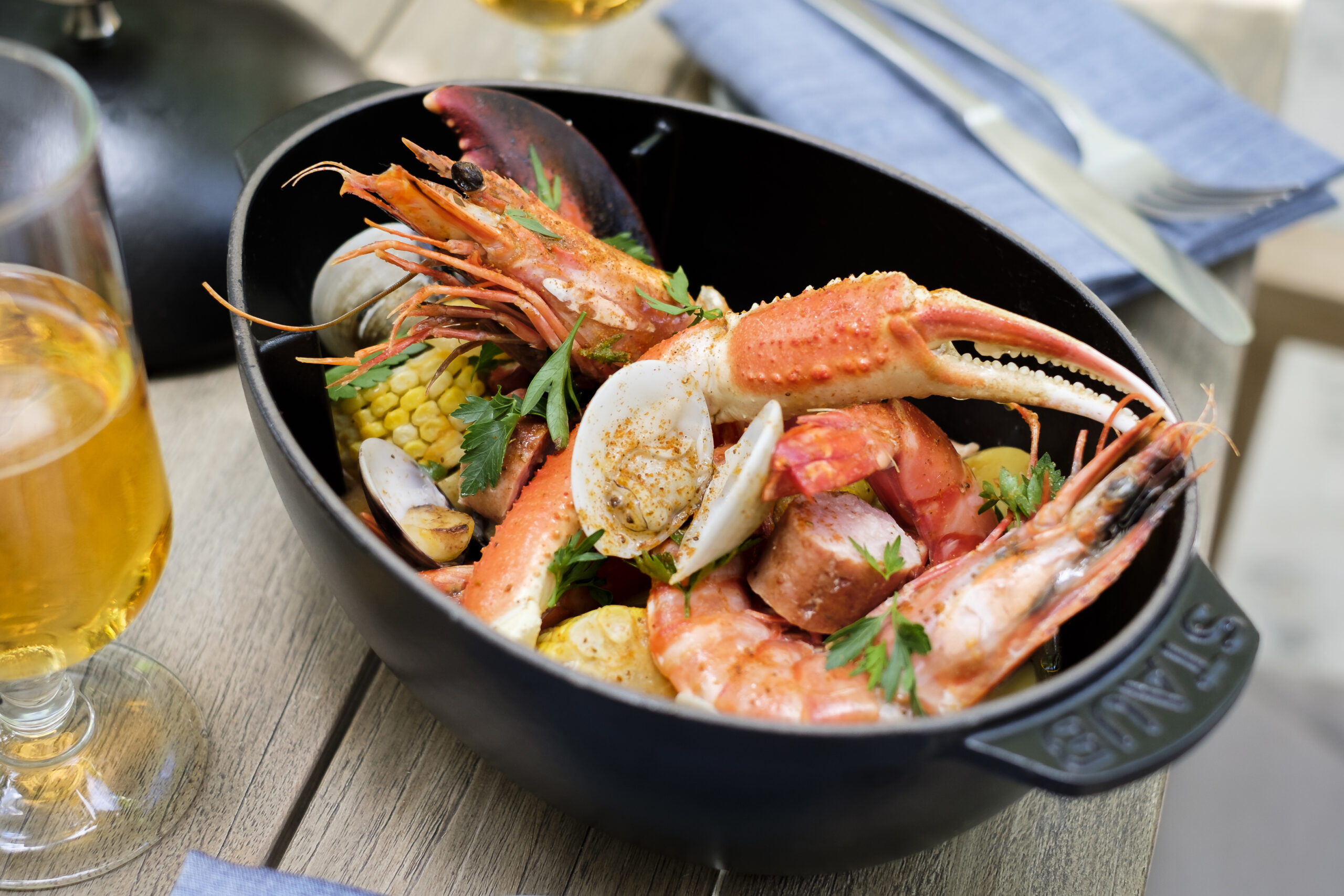 Seawell Low Country Boy – shrimp, crawfish, smoked sausage, corn, potatoes, old bay broth